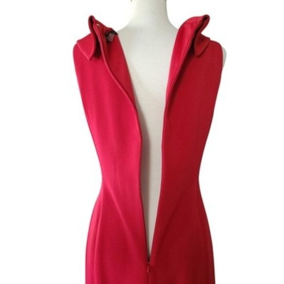 TAHARI Sleeveless Asymmetrical Ruched Sheath Dress Women's Size 8 Burgundy Red - Picture 8 of 12